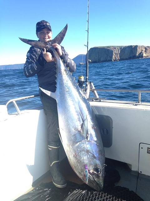 ANGLER: Toby Nichols  SPECIES: Southern Bluefin Tuna WEIGHT: 87kg LURE: 6.5" JB Micro Dingo.
